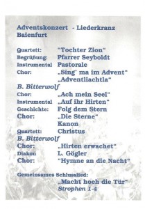 ADVENTSKONZERT 2011, Plakat (Programm, 18.12.2011)